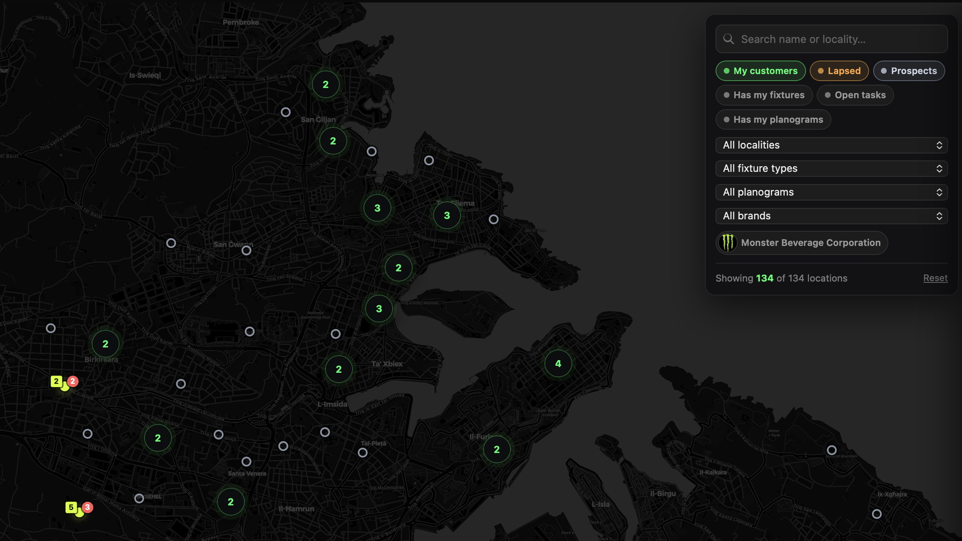 Store network and task locations